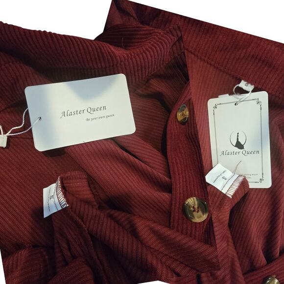 Alaster Queen Women's Corduroy Long Sleeve Short Dress Button Down Small NWT - Picture 5 of 7